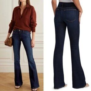 FRAME Le High Flare Jeans in Sutherland Wash Indigo High Rise 70s Retro Size 26
